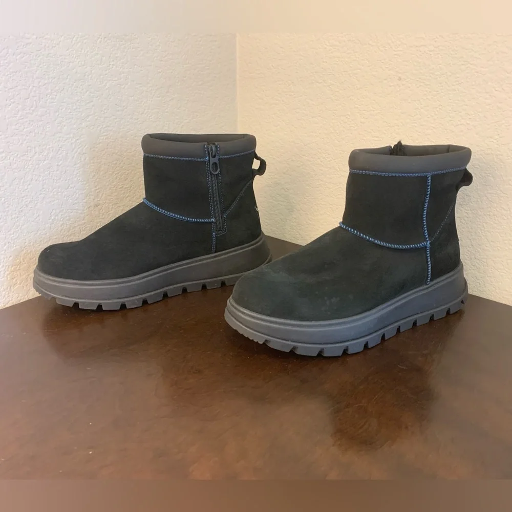 UGG Koolaburra - Wedge Black Blue Suede Ankle Boots Women's Size 10